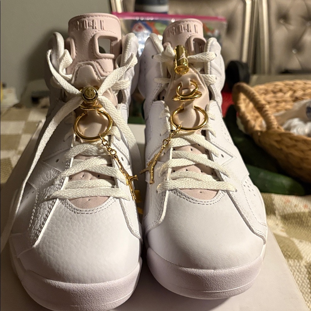 Jordan 6 Retro White and Gold Sneakers